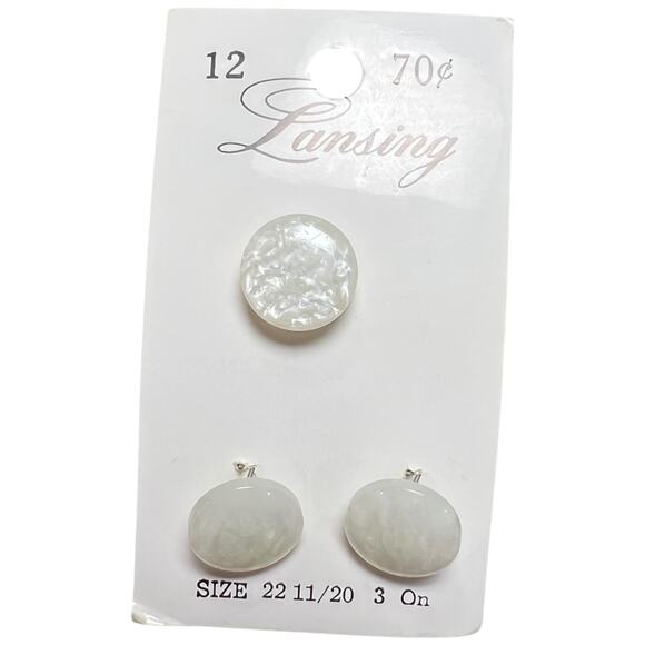 Vintage Lansing Pearlescent White Shank Buttons Set of 3 Size 22 - Picture 1 of 5